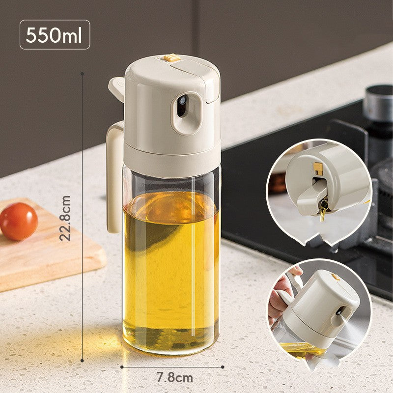 2 In 1 Oil Dispenser With Silicon Brush BBQ Oil Spray Glass Bottle